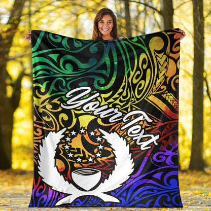 Pohnpei Custom Personalised Premium Blanket - Rainbow Polynesian Pattern