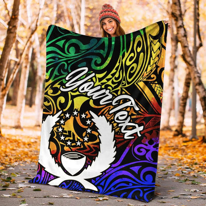 Pohnpei Custom Personalised Premium Blanket - Rainbow Polynesian Pattern