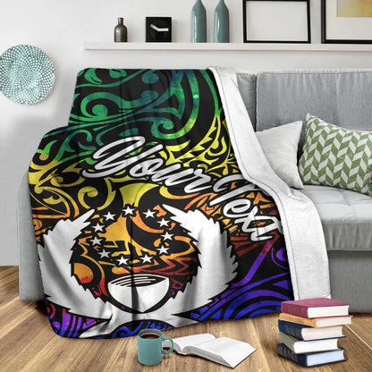 Pohnpei Custom Personalised Premium Blanket - Rainbow Polynesian Pattern