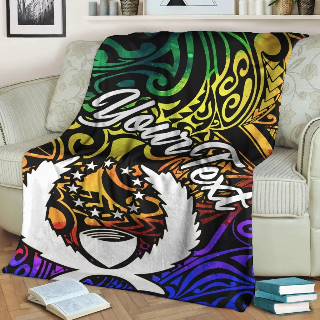 Pohnpei Custom Personalised Premium Blanket - Rainbow Polynesian Pattern