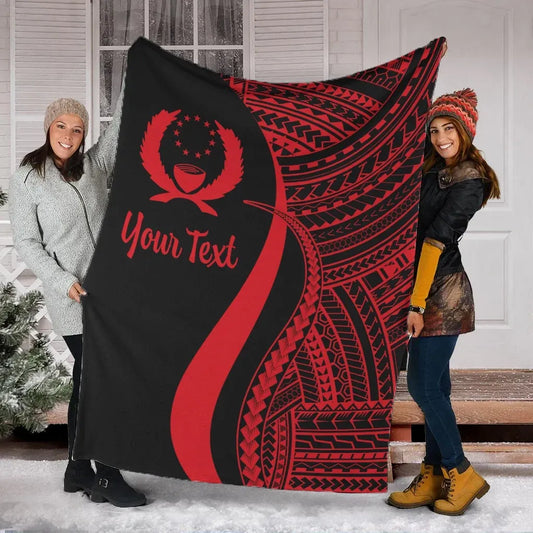 Pohnpei Custom Personalised Premium Blanket - Red Polynesian Tentacle Tribal Pattern