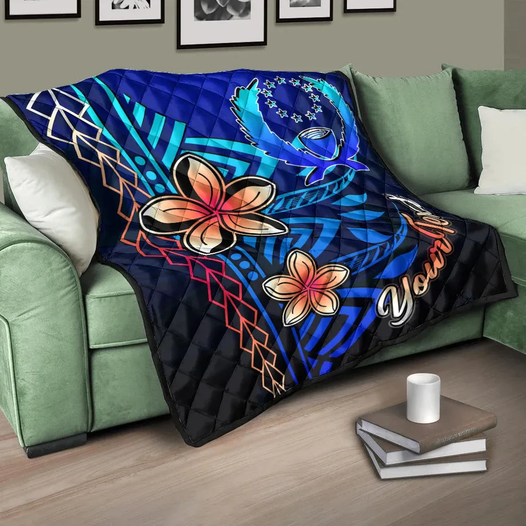 Pohnpei Custom Personalised Premium Quilt - Vintage Tribal Mountain
