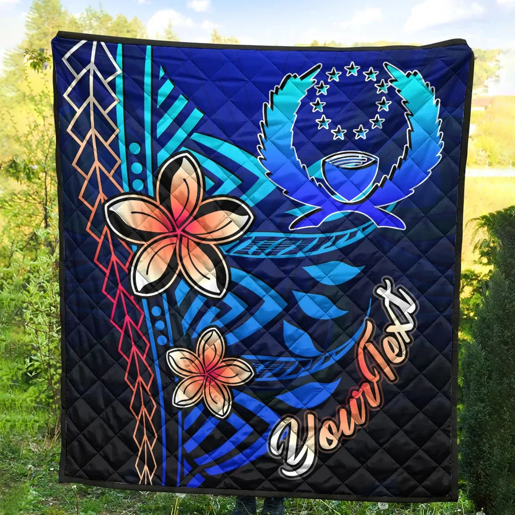 Pohnpei Custom Personalised Premium Quilt - Vintage Tribal Mountain
