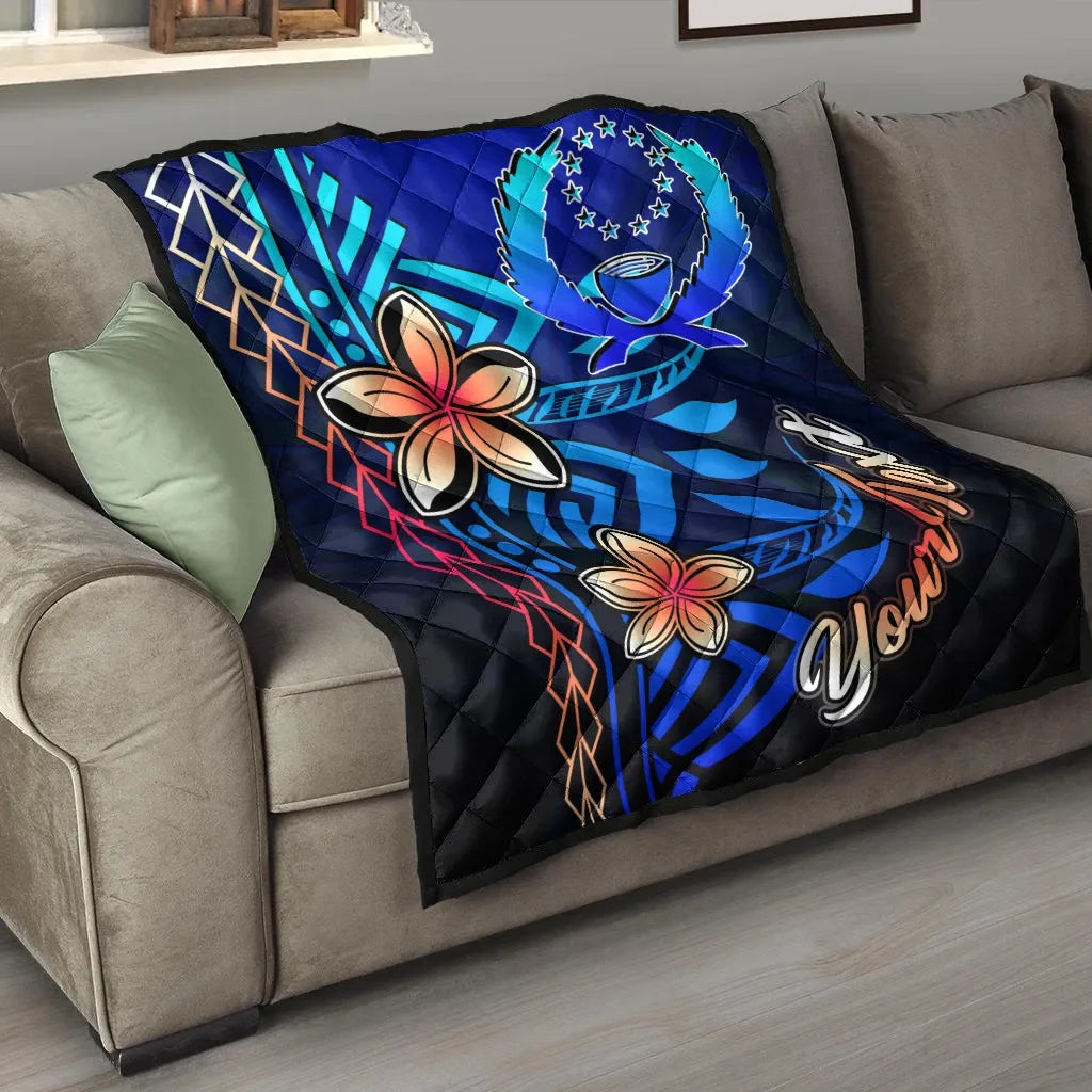 Pohnpei Custom Personalised Premium Quilt - Vintage Tribal Mountain