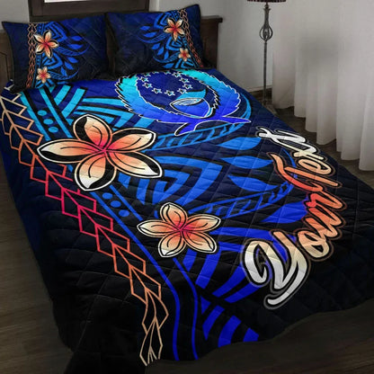 Pohnpei Custom Personalised Quilt Bed Set - Vintage Tribal Mountain