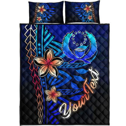 Pohnpei Custom Personalised Quilt Bed Set - Vintage Tribal Mountain