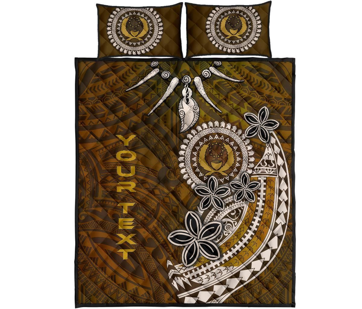 Pohnpei Custom Personalised Quilt Bed Sets - Polynesian Boar Tusk