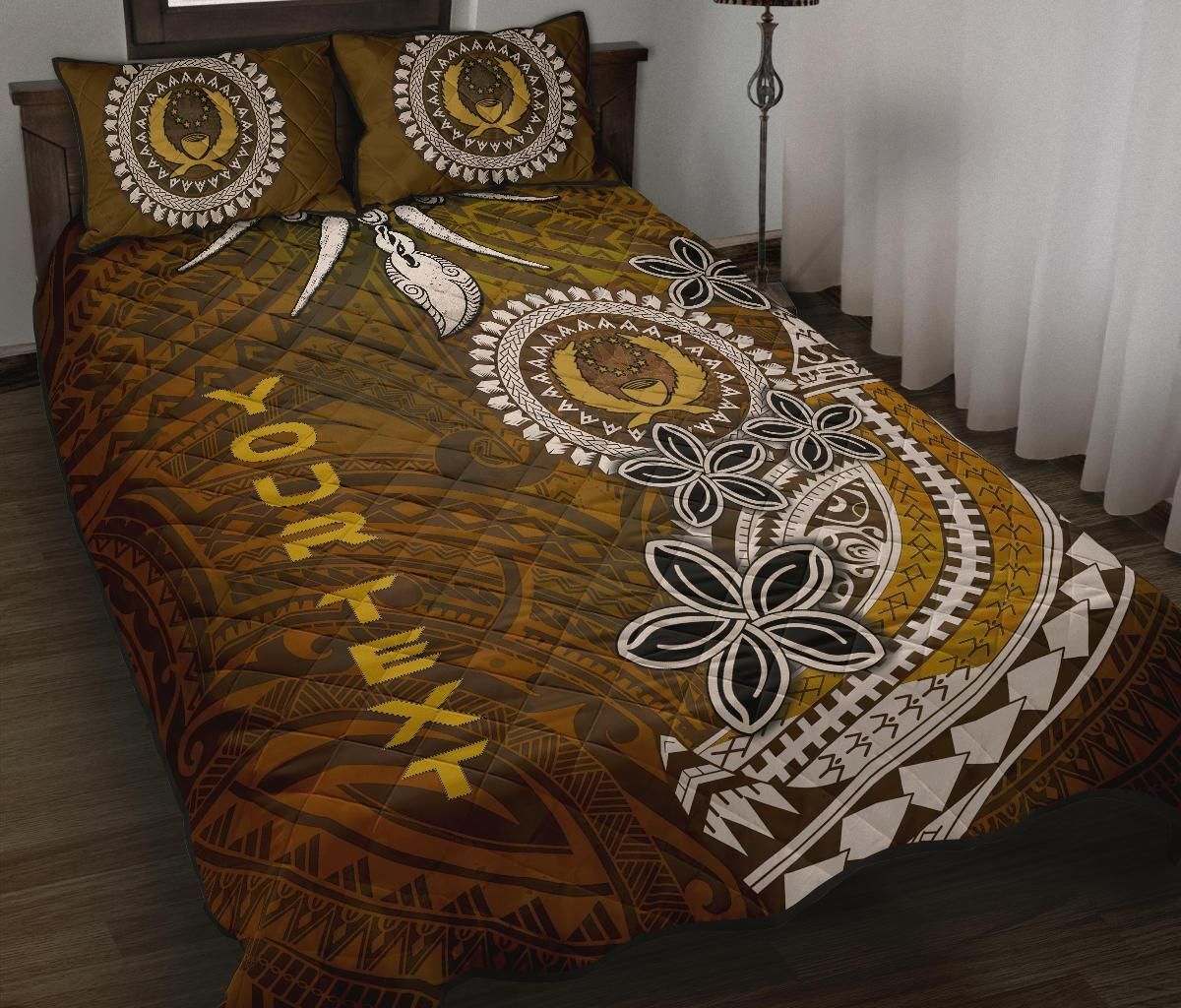 Pohnpei Custom Personalised Quilt Bed Sets - Polynesian Boar Tusk