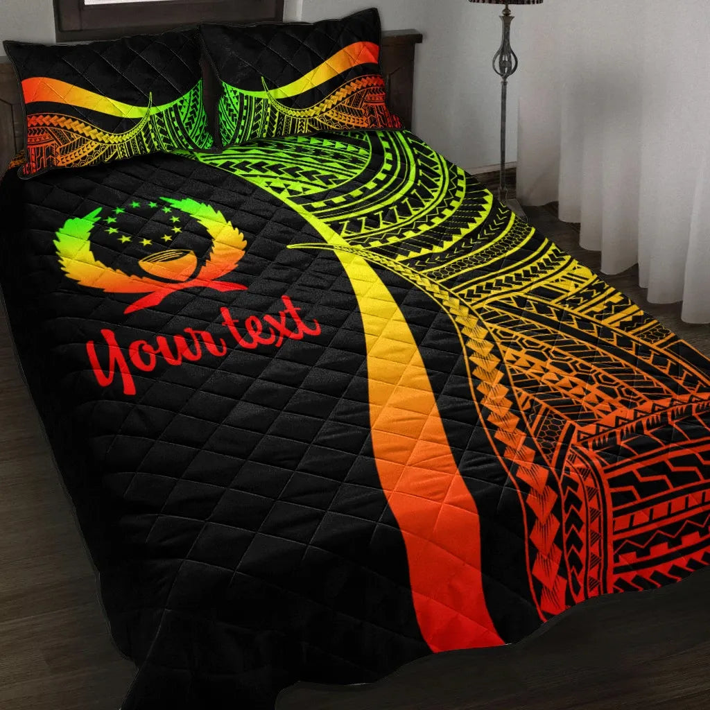 Pohnpei Custom Personalised Quilt Bed Set - Reggae Polynesian Tentacle Tribal Pattern