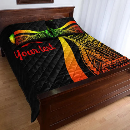 Pohnpei Custom Personalised Quilt Bed Set - Reggae Polynesian Tentacle Tribal Pattern