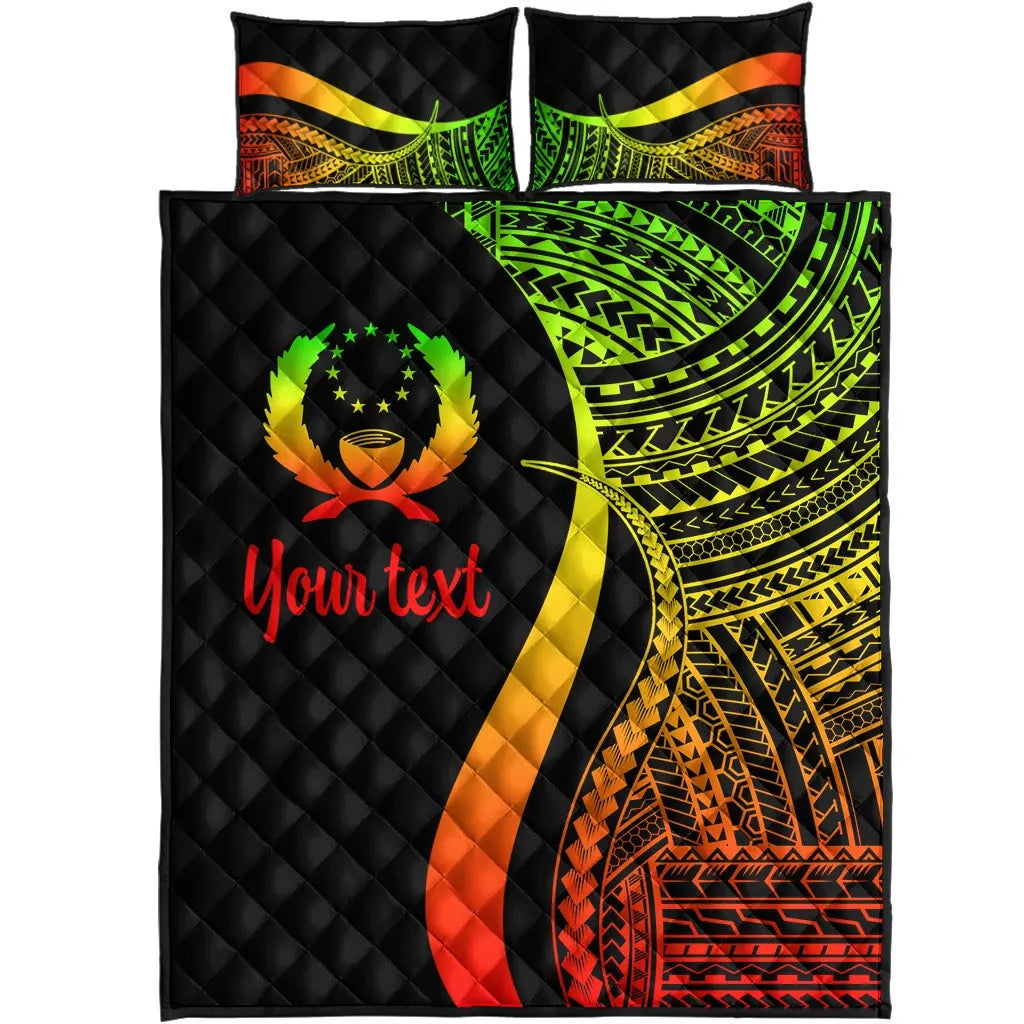 Pohnpei Custom Personalised Quilt Bed Set - Reggae Polynesian Tentacle Tribal Pattern