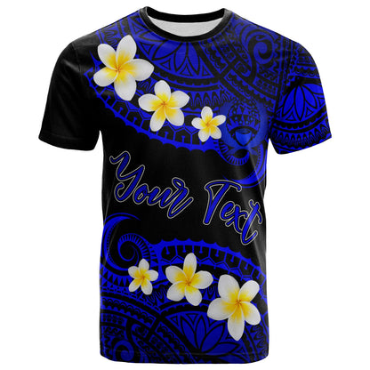 Pohnpei Custom Personalised T-Shirt - Plumeria Polynesian Vibe Blue
