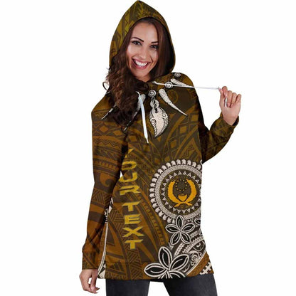 Pohnpei Custom Personalised Female Hoodie Dress - Polynesian Boar Tusk