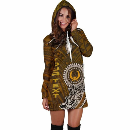 Pohnpei Custom Personalised Female Hoodie Dress - Polynesian Boar Tusk