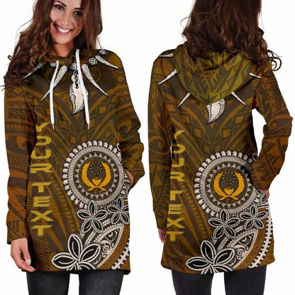 Pohnpei Custom Personalised Female Hoodie Dress - Polynesian Boar Tusk