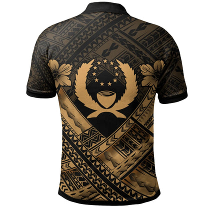 Pohnpei Custom Personalised Polynesian  Polo Shirts - Pohnpei Gold Seal Camisole Hibiscus Style