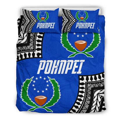 Pohnpei Flag Duvet Cover Set Micronesian Pattern