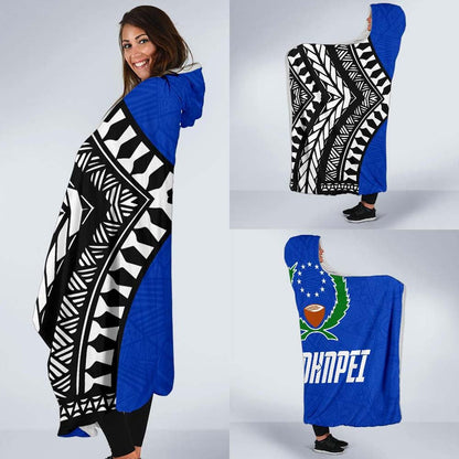 Pohnpei Flag Economy Hooded Blanket Micronesian Pattern