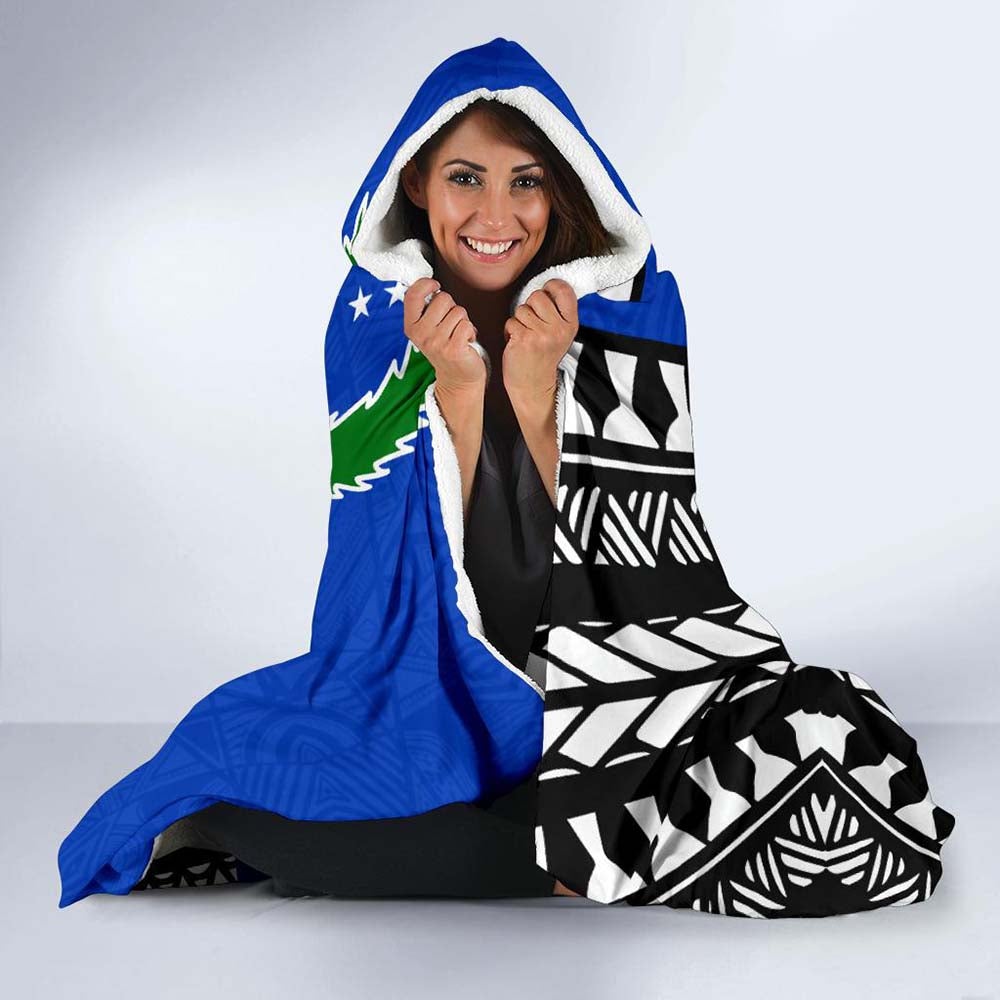 Pohnpei Flag Economy Hooded Blanket Micronesian Pattern