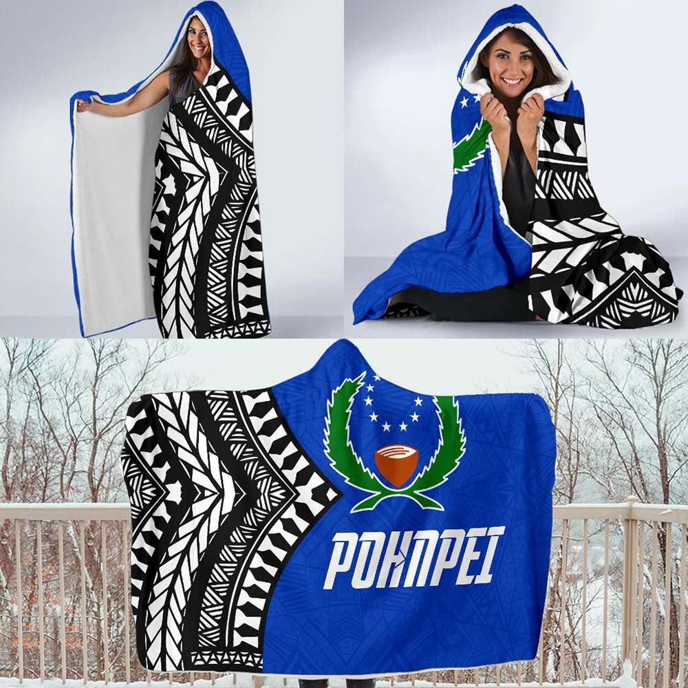 Pohnpei Flag Economy Hooded Blanket Micronesian Pattern