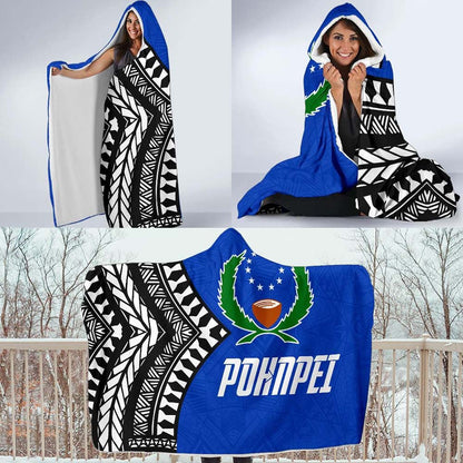Pohnpei Flag Economy Hooded Blanket Micronesian Pattern