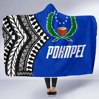 Pohnpei Flag Economy Hooded Blanket Micronesian Pattern
