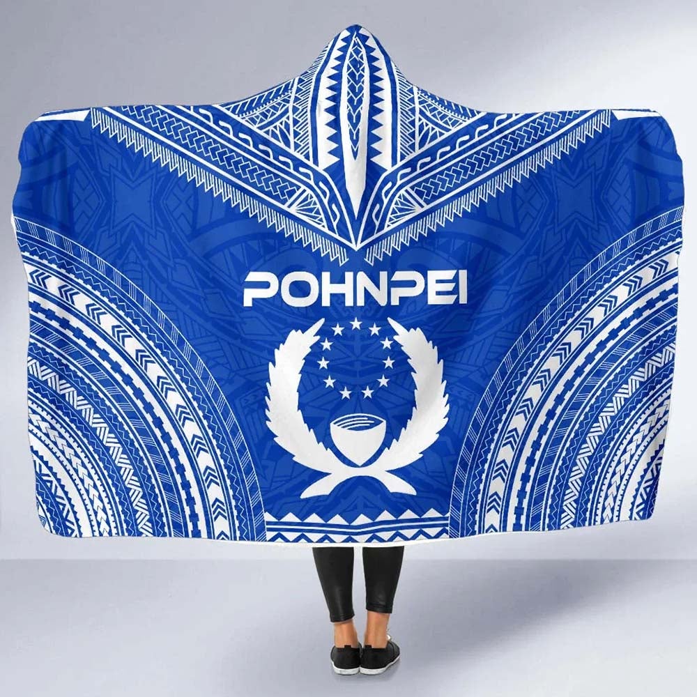 Pohnpei Flag Polynesian Chief Hooded Blanket