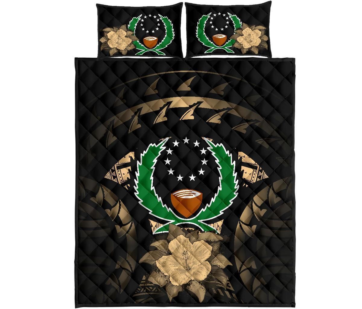 Pohnpei Polynesian Quilt Bed Set Hibiscus Gold