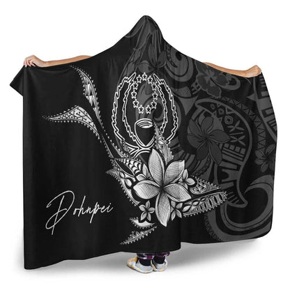 Pohnpei Hooded Blanket - Fish With Plumeria Flowers Style
