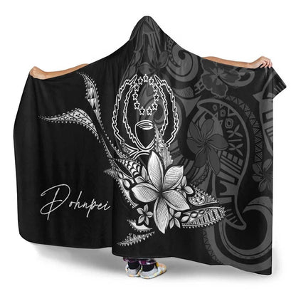 Pohnpei Hooded Blanket - Fish With Plumeria Flowers Style