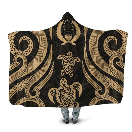Pohnpei Hooded Blanket - Gold Tentacle Turtle