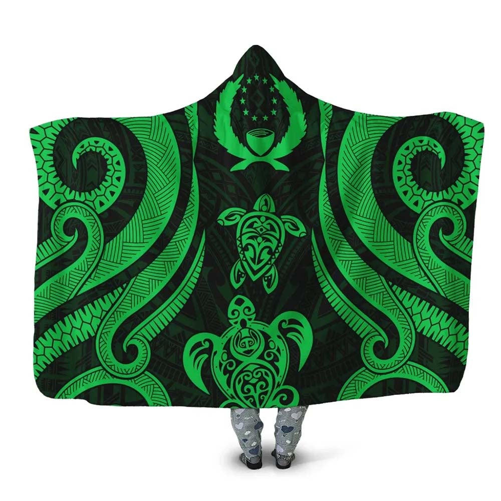 Pohnpei Hooded Blanket - Green Tentacle Turtle