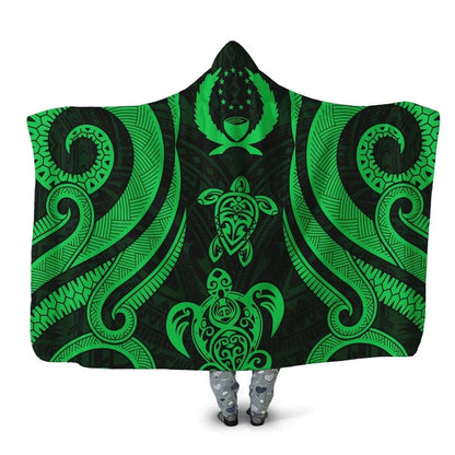 Pohnpei Hooded Blanket - Green Tentacle Turtle