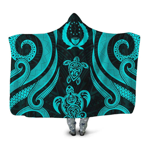 Pohnpei Hooded Blanket - Turquoise Tentacle Turtle
