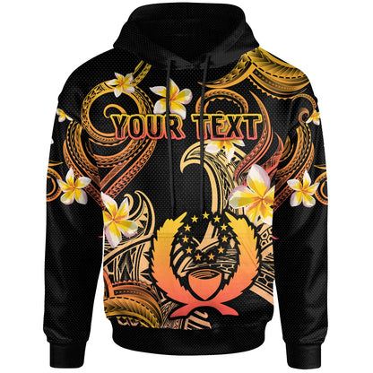 Pohnpei Hoodie - Custom Personalised Polynesian Waves with Plumeria Flowers (Orange)