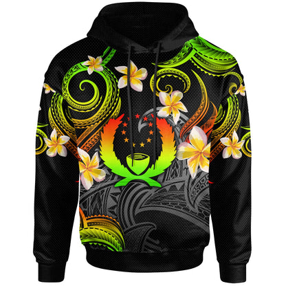 Pohnpei Hoodie - Custom Personalised Polynesian Waves with Plumeria Flowers (Reggae)