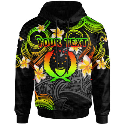 Pohnpei Hoodie - Custom Personalised Polynesian Waves with Plumeria Flowers (Reggae)