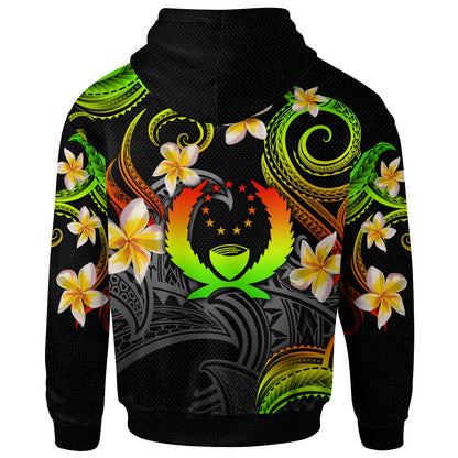 Pohnpei Hoodie - Custom Personalised Polynesian Waves with Plumeria Flowers (Reggae)
