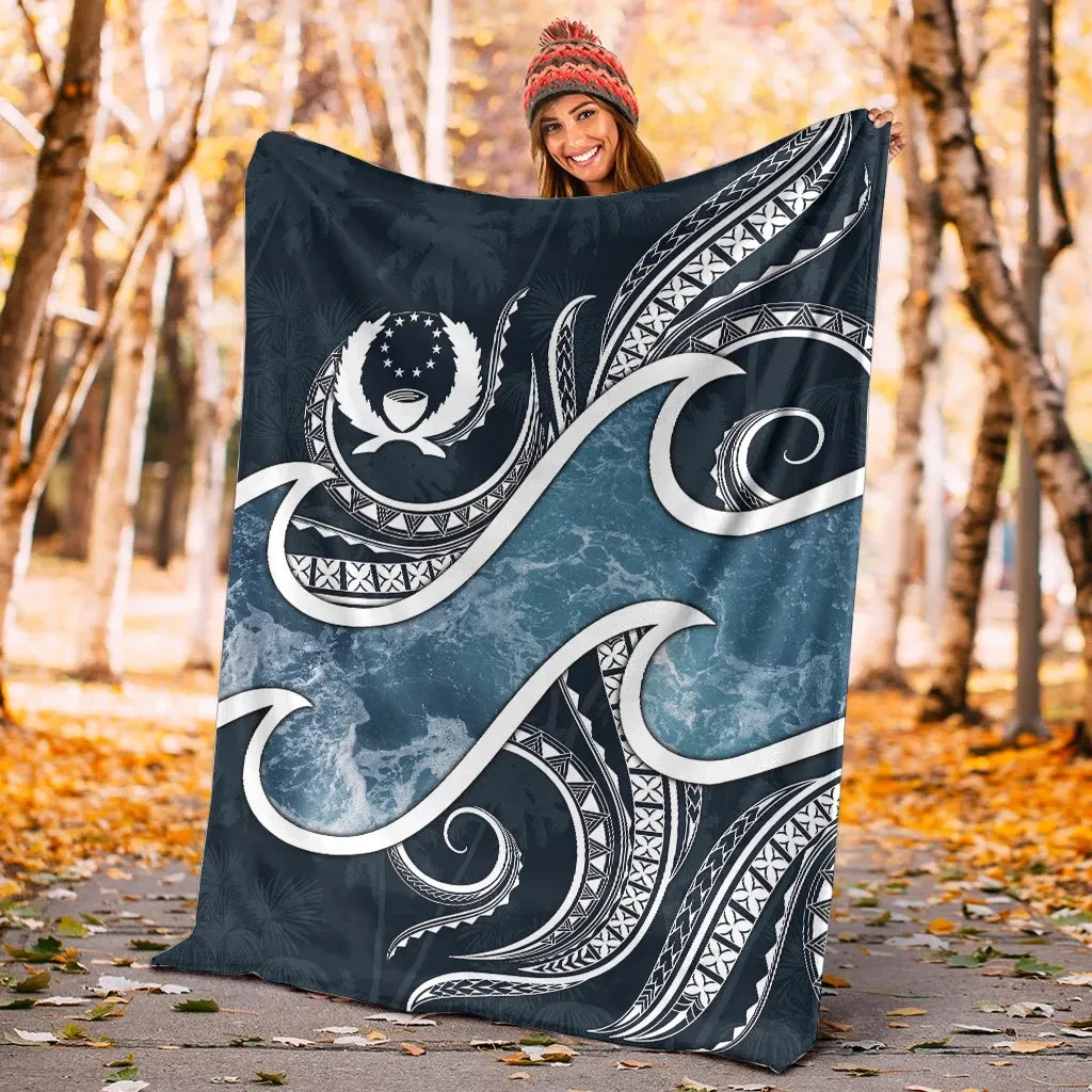 Pohnpei Islands Polynesian Premium Blanket - Ocean Style
