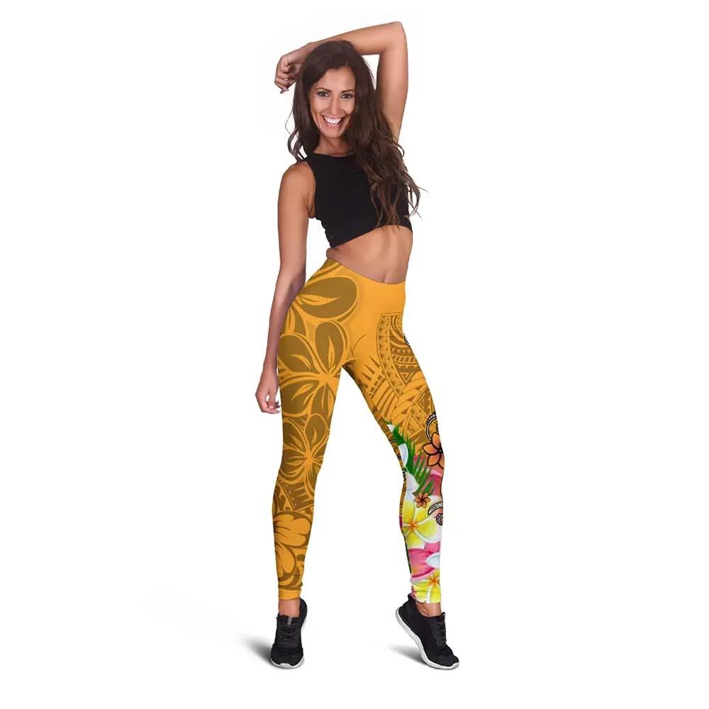 Pohnpei Legging - Turtle Plumeria (Yellow)