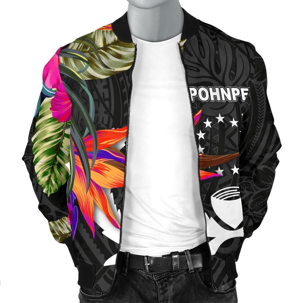 Pohnpei Bomber Jacket - Polynesian Hibiscus Pattern