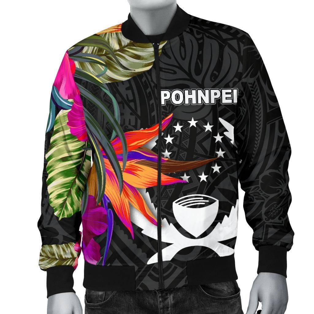 Pohnpei Bomber Jacket - Polynesian Hibiscus Pattern