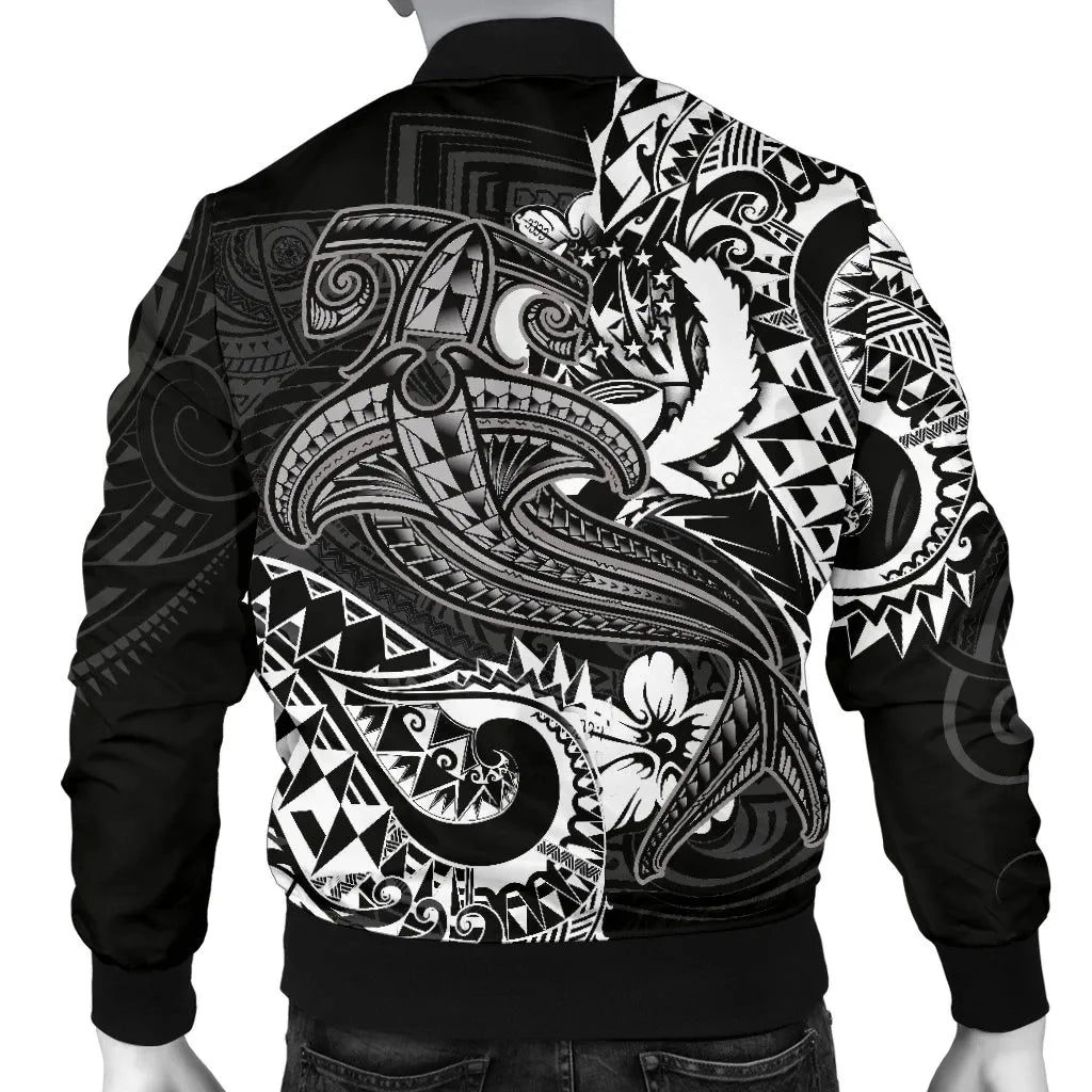 Pohnpei Bomber Jacket - White Shark Polynesian Tattoo