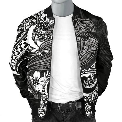 Pohnpei Bomber Jacket - White Shark Polynesian Tattoo