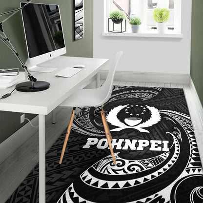 Pohnpei Micronesia Area Rug - White Tribal Wave
