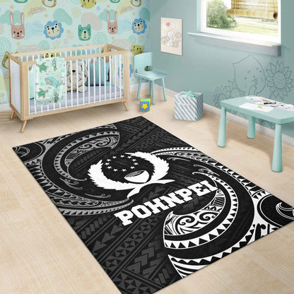 Pohnpei Micronesia Area Rug - White Tribal Wave