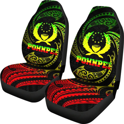 Pohnpei Micronesia Car Seat Covers - Reggae Tribal Wave
