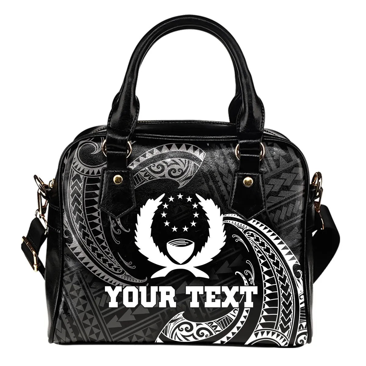 Pohnpei Micronesia Custom Personalised Shoulder Handbag - White Tribal Wave