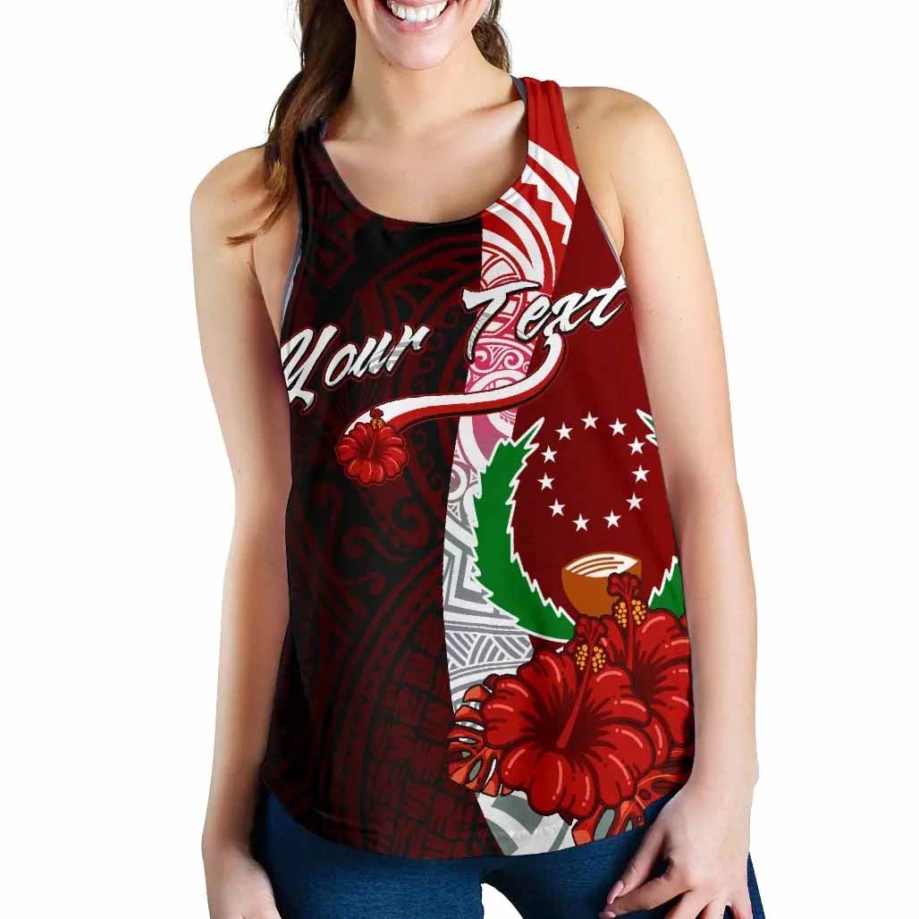 Pohnpei Micronesia Custom Personalised Women Racerback Tank - Coat Of Arm With Hibiscus