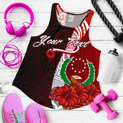 Pohnpei Micronesia Custom Personalised Women Racerback Tank - Coat Of Arm With Hibiscus